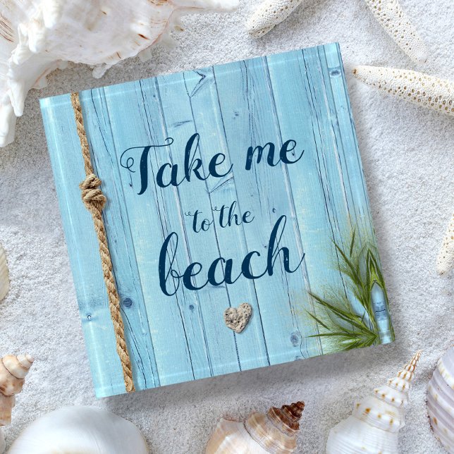 Light Blue Coastal Rustic Wood Take Me to Beach Paperweight (Creator Uploaded)