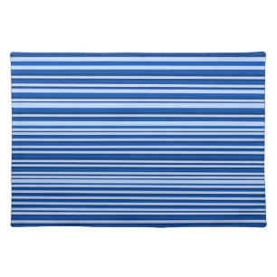 Light Blue & Cobalt Simple Modern Stripes Cloth Placemat
