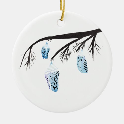 Light Blue Cocoons Ceramic Ornament