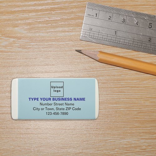 Light Blue Color Business Branding on Rectangle Eraser