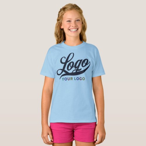 Light Blue Company Logo Swag Business Kids Girls T_Shirt