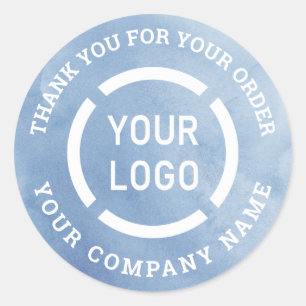 Light blue company logo thank you stickers