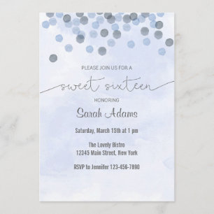 Light Blue Confetti Birthday Invitation