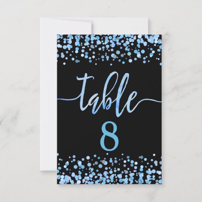 Light Blue Confetti Table Number Seating Chart (Front)
