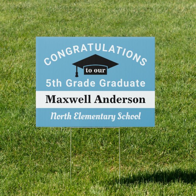 Light Blue Congratulations 5th Grade Graduate Sign (Insitu)