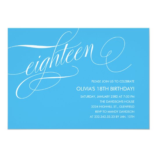 light blue contemporary 18th birthday invitations zazzle