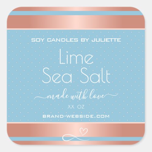 Light Blue Cool Rose Gold Effect Sea Salt Labels
