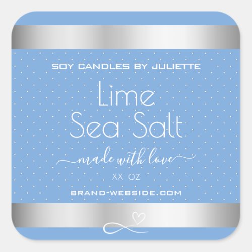Light Blue Cool Silver Effect Lime Sea Salt Labels