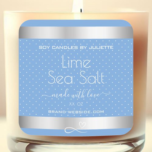 Light Blue Cool Silver Effect Lime Sea Salt Labels