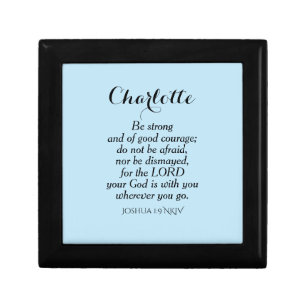 Light Blue Courage Bible Verse Custom Name Simple Gift Box