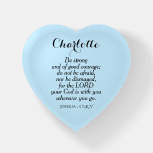 Light Blue Courage Bible Verse Custom Name Simple Paperweight