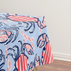 Light Blue Crab / Red Striped Crabs Navy Starfish  Tablecloth