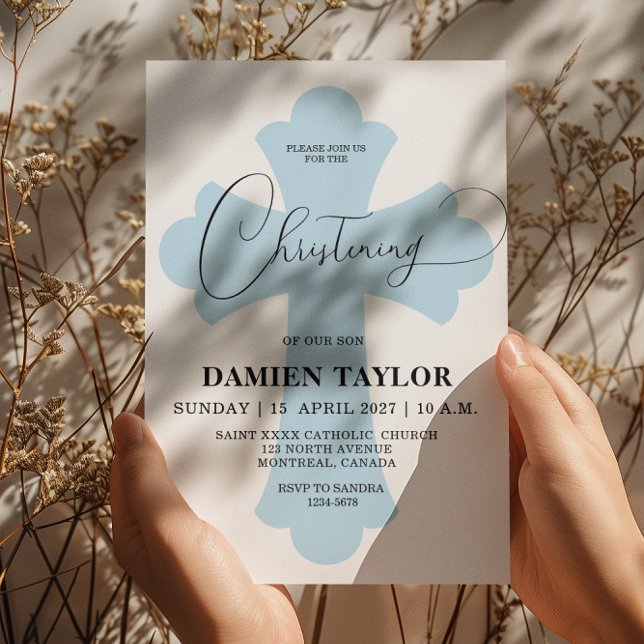 Light Blue Cross Christening invitation (Creator Uploaded)