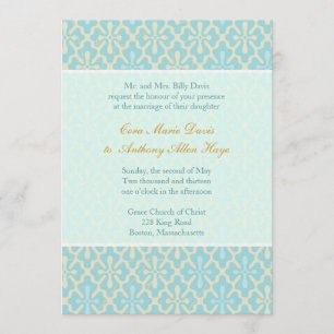 Light Blue Cross Damask Wedding initivation Invitation