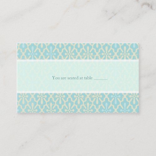 Light Blue Cross Damask Wedding Place Card Business Cards
