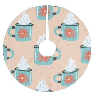 Light Blue Cup Seamless Pattern. Brushed Polyester Tree Skirt
