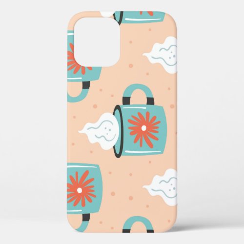 Light Blue Cup Seamless Pattern iPhone 12 Case