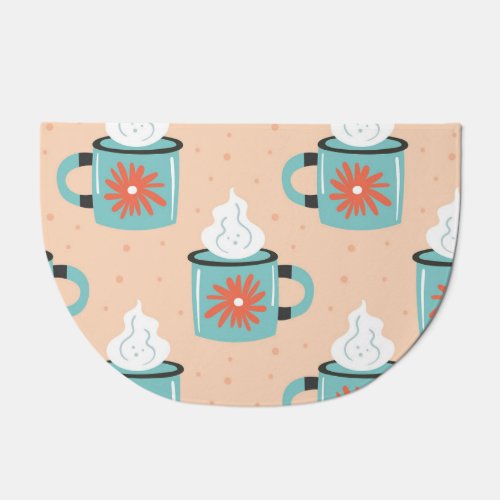 Light Blue Cup Seamless Pattern Doormat