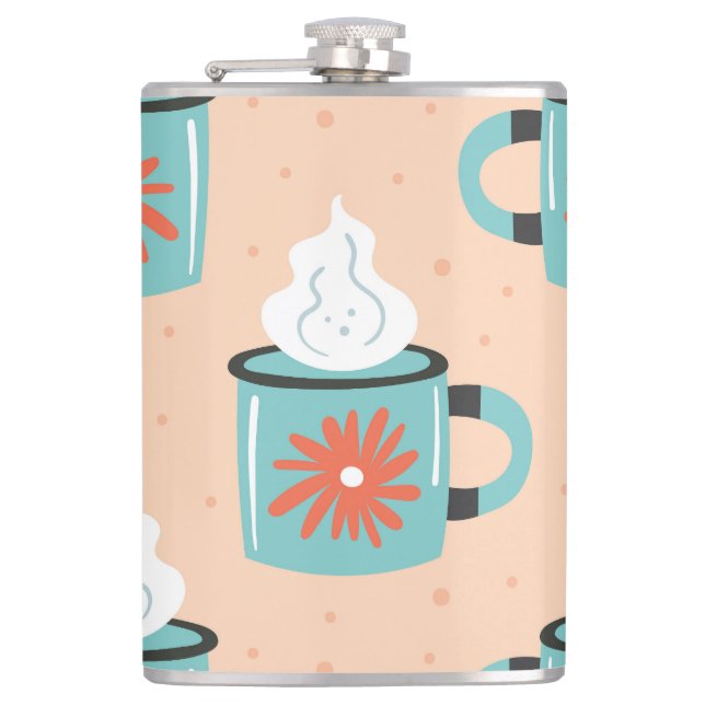 Light Blue Cup Seamless Pattern. Flask (Front)