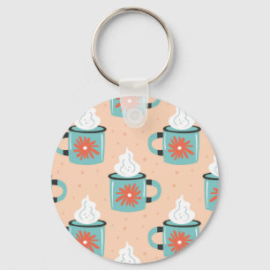 Light Blue Cup Seamless Pattern. Keychain