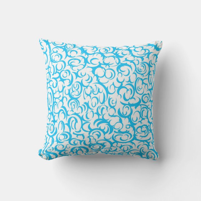 Light Blue Curves Throw Pillow (Front)