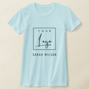 Light Blue Custom Business Add Your Logo With Name T-Shirt