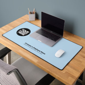Light Blue | Custom Business Logo Name, Slogan Desk Mat