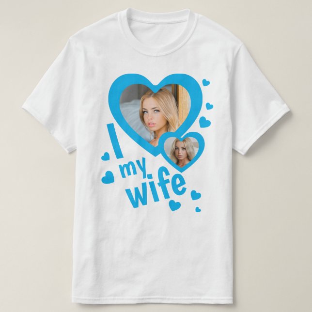 Light Blue | Custom I love my Wife mens t shirts (Design Front)