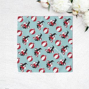 Light Blue Cute Cartoon Penguin Swimming Named Bandana