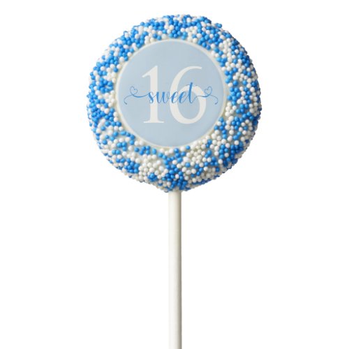 Light Blue Cute Hearts Sweet 16 Chocolate Covered Oreo Pop