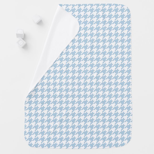 Light Blue Cute Houndstooth Pattern Swaddle Blanket (In Situ)