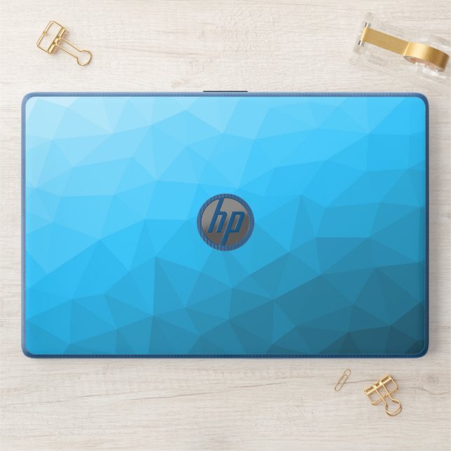Light blue cyan gradient geometric mesh pattern HP laptop skin (Desk)