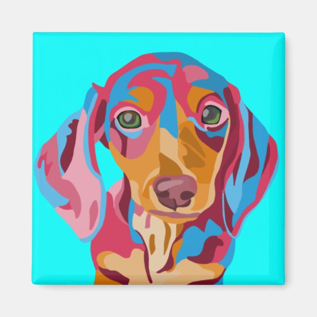 Light Blue Dachshund Refrigerator Magnet (Front)