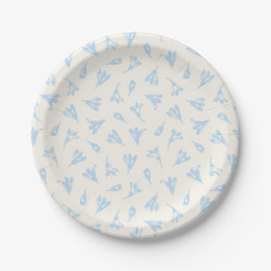 Light Blue Dainty Flower Buds Paper Plates