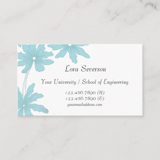 Customizable Light Blue Daisies Graduate Business Card Template