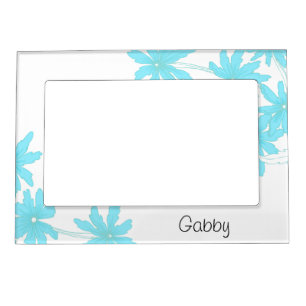 Light Blue Daisies Magnetic Frame
