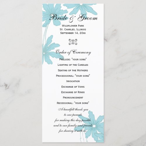 Light Blue Daisies Wedding Program