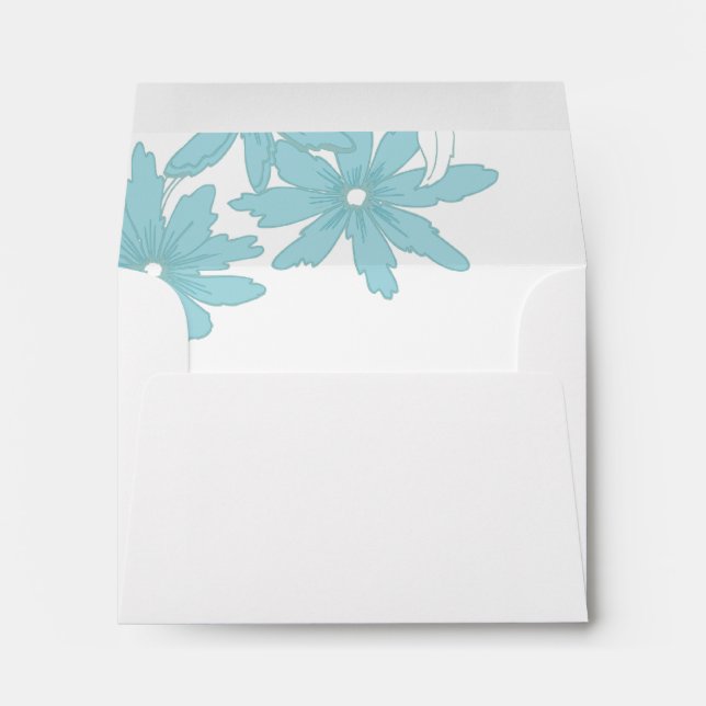 Light Blue Daisies Wedding RSVP Response Card Envelope (Back (Bottom))