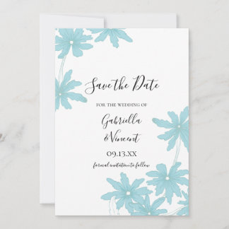 Light Blue Daisies Wedding Save the Date