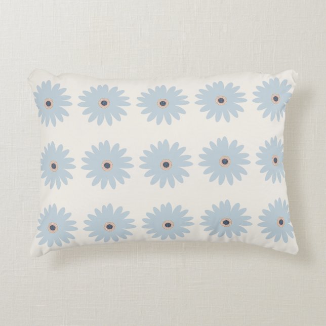 Light Blue Daisy Accent Pillow (Front)