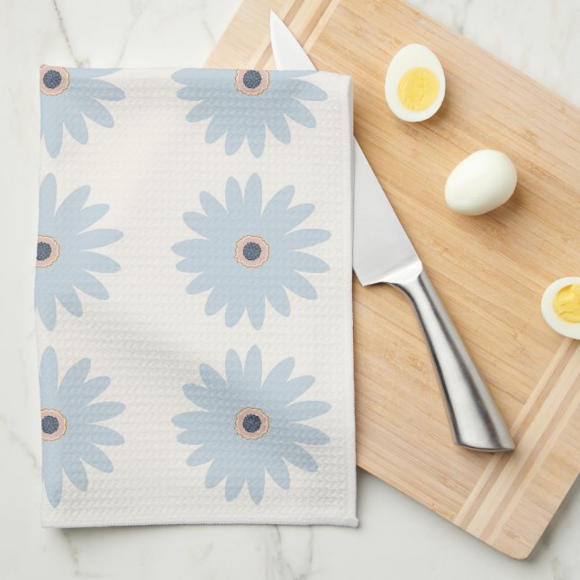 Light Blue Daisy Kitchen Towel (Quarter Fold)
