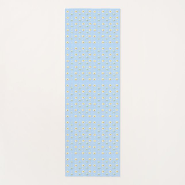 Light Blue Daisy Meadow Pattern   Yoga Mat (Front)