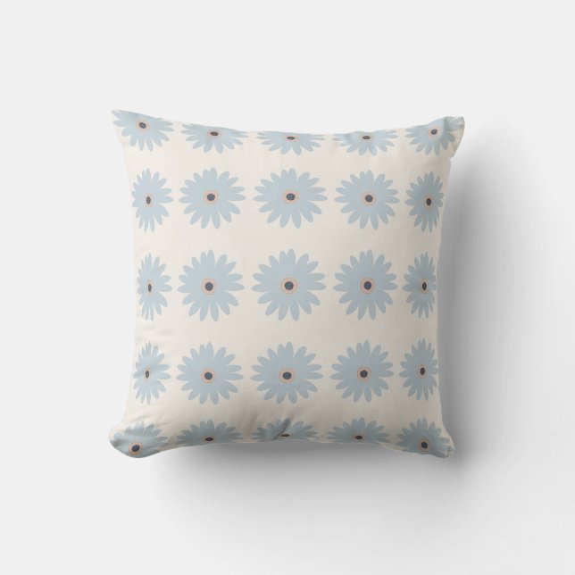 Light Blue Daisy Throw Pillow (Front)