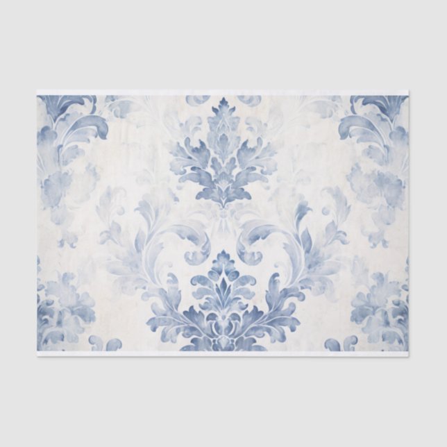 Light Blue Damask Tissue Paper (Front)