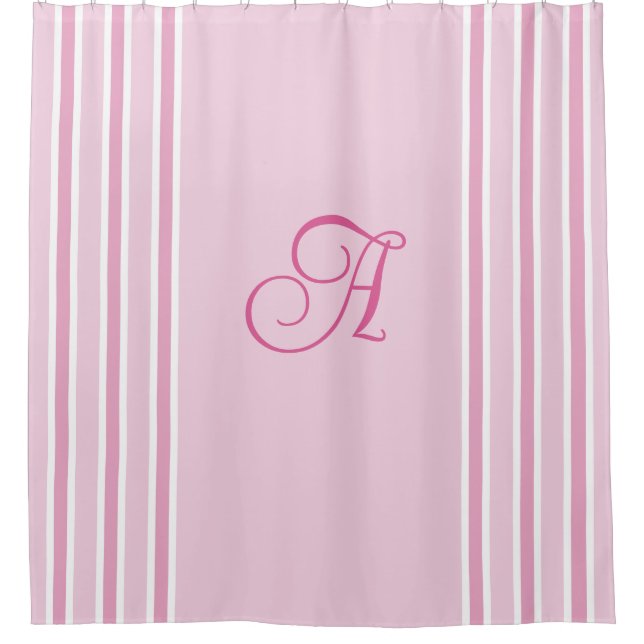 Light Blue & Dark Blue Striped Bath Shower Curtain (Front)