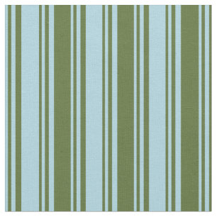 Light Blue & Dark Olive Green Colored Stripes Fabric