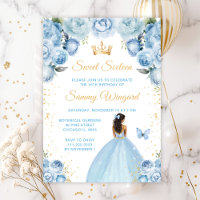 Light Blue Dark Skin Princess Sweet Sixteen