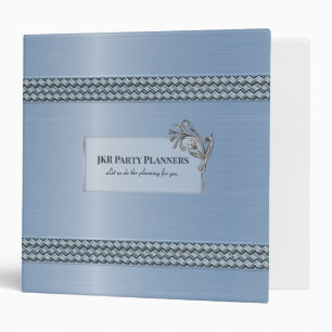 Light Blue Decorative Metallic Look 3 Ring Binder