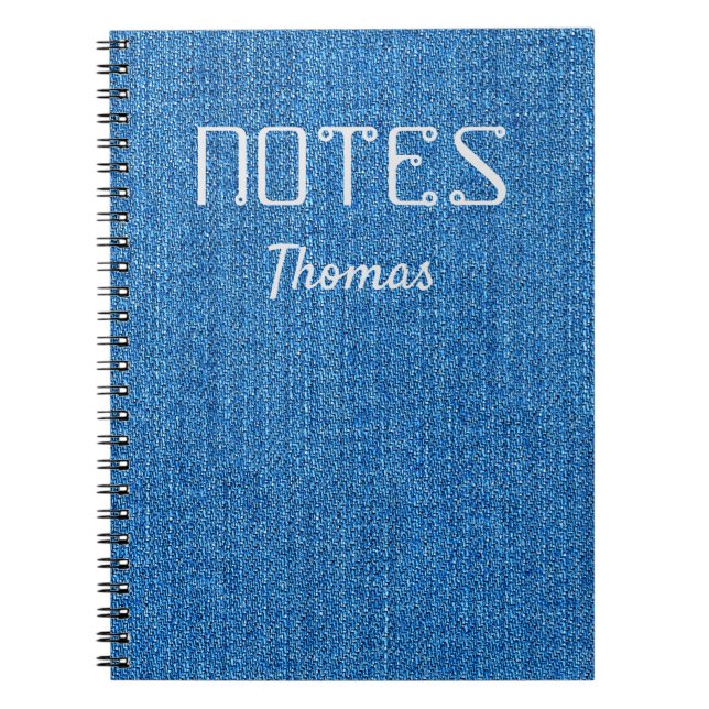 Light Blue Denim Jeans Texture Name Personalized Notebook (Front)