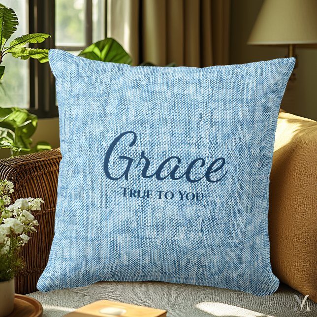 Light Blue Denim Texture | Custom Rustic Home Throw Pillow (Creator Uploaded)